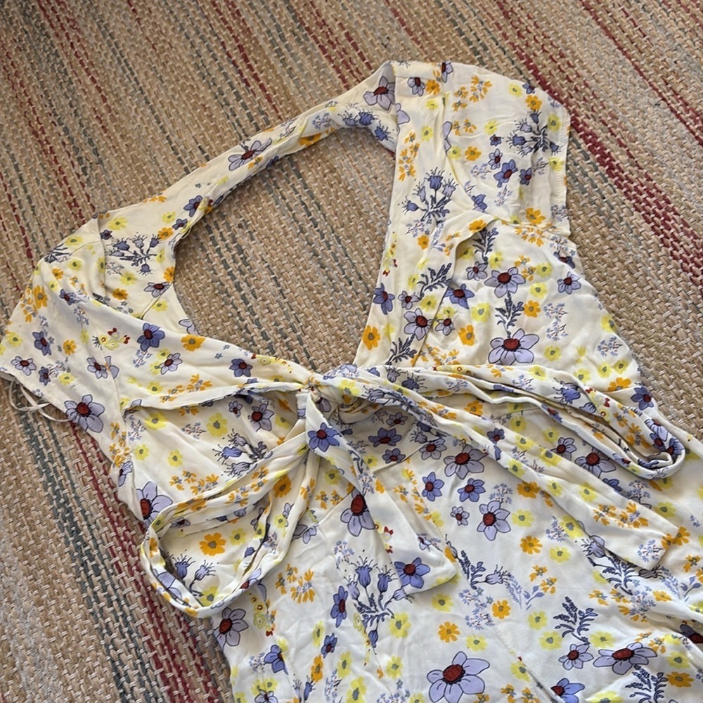 NWT FREE PEOPLE “It Takes Two” wrap mini dress in ivory combo - Picture 7 of 12